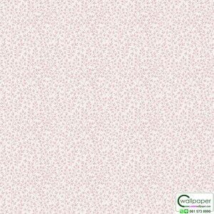 วอลเปเปอร์ลายใบไม้เล็กๆ สีชมพู พื้นสีขาว