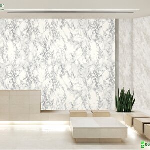 วอลเปเปอร์3D ลายหินอ่อนสีขาวเทา กึ่งเงา