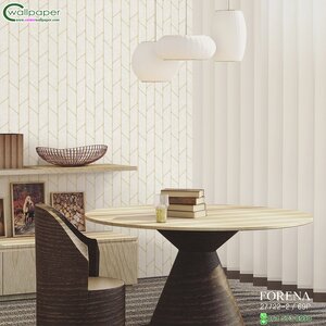 วอลเปเปอร์เกาหลีหน้ากว้างลายเส้นกราฟฟิคสีครีม