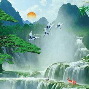 วอลเปเปอร์ปริ้นต์ติ้งลายน้ำตกมงคล JWT-4