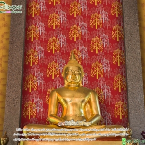 วอลเปเปอร์ติดผนังลายไทย ต้นโพธิ์เงินโพธิ์ทอง