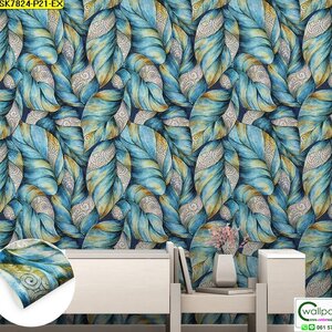 วอลเปเปอร์ลายใบไม้สีเขียว