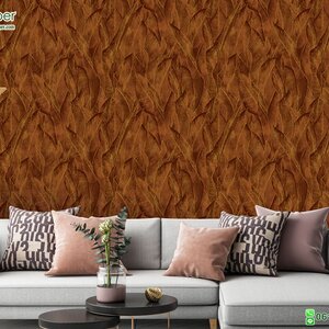 วอลเปเปอร์ลายใบไม้สีน้ำตาล