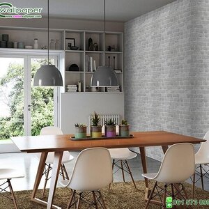 วอลเปเปอร์ติดผนัง ราคาถูก ลายอิฐสีเทา