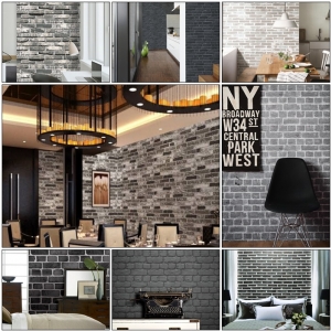 รวมวอลเปเปอร์ติดผนังลายอิฐสีดำ-เทา