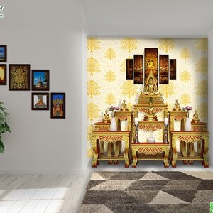 วอลเปเปอร์ลายต้นโพธิ์เงินโพธิ์ทอง พื้นขาว