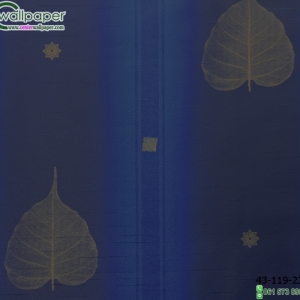 wallpaper ลายไทยห้องพระ ลายใบโพธิ์สีน้ำเงิน