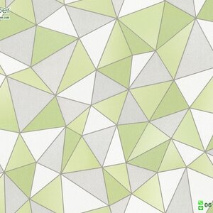 วอลเปเปอร์หน้ากว้าง 1 เมตร ลายโมเดิร์น สามเหลี่ยมกราฟฟิค สีเขียว