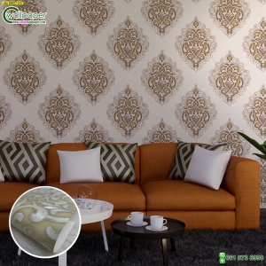 วอลเปเปอร์ติดผนังลายหลุยส์ สีน้ำตาล