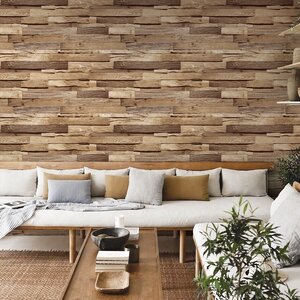 วอลเปเปอร์ลายไม้ปาเก้สีน้ำตาล