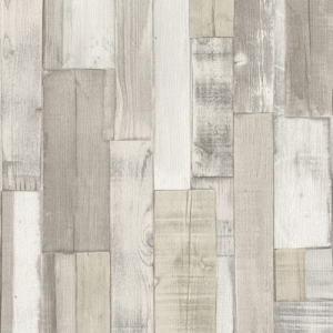 Wallpaper ลายไม้ระแนงแนวตั้งสีน้ำตาลครีม