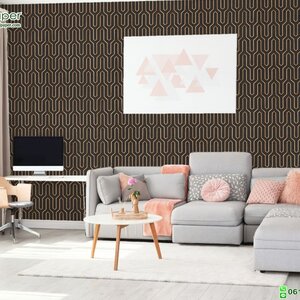 วอลเปเปอร์ลายโมเดิร์นกราฟฟิค ลายเส้น สีน้ำตาลดำ