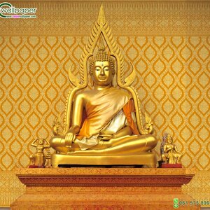 วอลเปเปอร์ลายไทยราคาถูกลายบัวไทยพื้นทอง