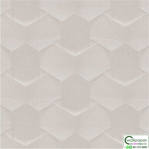 วอลเปเปอร์สไตล์โมเดิร์นลายหกเหลี่ยม สีเทาเงิน