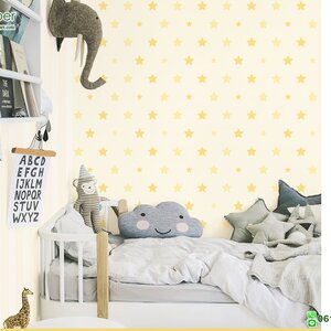 วอลเปเปอร์ติดผนังลายดาวสีเหลือง หน้ากว้าง 1 เมตร