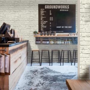 วอลเปเปอร์ติดผนังลายก้อนอิฐ สีขาวครีม