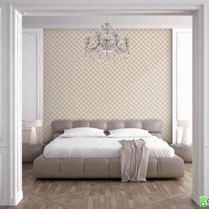 วอลเปเปอร์ลายกราฟฟิคตาข่าย สีน้ำตาลครีม แท็กเจอร์ลายผ้า