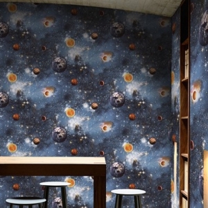 วอลเปเปอร์ติดผนังลายแกแล็คซี่ สีฟ้า