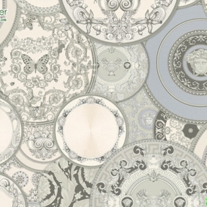 versace wallpaper หลุยส์ลายจานฟ้า เทา