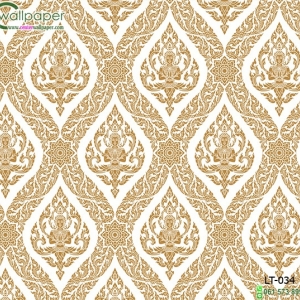 wallpaper ลายไทยห้องพระ ลายเทพพนมสีขาว