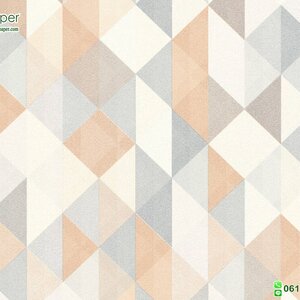 วอลเปเปอร์ติดผนังลายกราฟฟิค สีเบจ น้ำตาล เทา