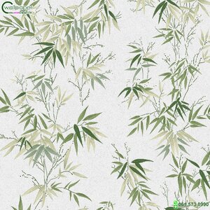 วอลเปเปอร์ลายใบไผ่สีเขียว