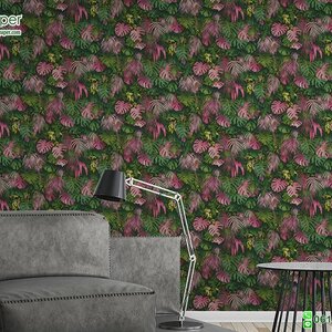 วอลเปเปอร์ติดผนังลายใบไม้ Tropical Style