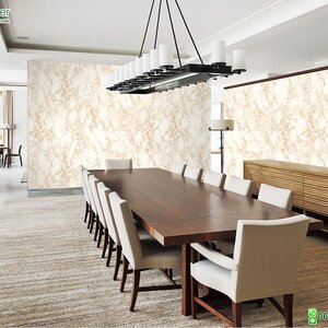 วอลเปเปอร์3D ลายหินอ่อน สีขาวครีม กึ่งเงา