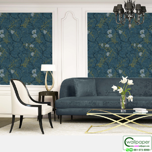 วอลเปเปอร์ลายใบไม้สีเงินพื้นสีครีม