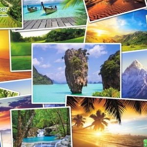 วอลเปเปอร์วินเทจ อาร์ต ลายรูปถ่ายท่องเที่ยว