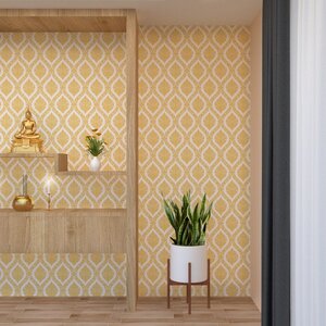 วอลเปเปอร์ลายไทยราคาถูกลายบัวไทยพื้นขาว