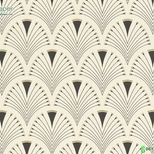 วอลเปเปอร์ลายโมเดิร์นกราฟฟิค ทรงโค้ง เส้นสีดำพื้นหลังสีขาว