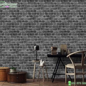 วอลเปเปอร์ติดผนัง ราคาถูก ลายอิฐสีดำ