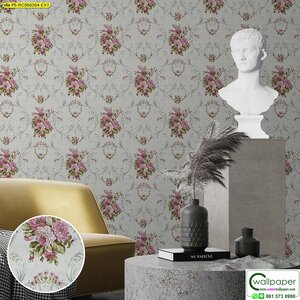 วอลเปเปอร์ลายดอกไม้วินเทจสีแดง No.RC350204