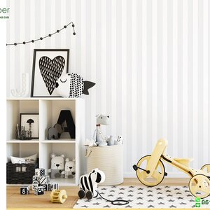 วอลเปเปอร์หน้ากว้าง 1 เมตร ลายทาง เทาสลับขาว