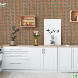 วอลเปเปอร์ติดผนัง 3D ลายเส้นผ้าไหม สีส้ม ฟ้า