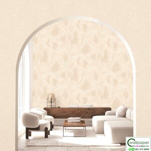 วอลเปเปอร์ลายใบไม้ สีน้ำตาลอ่อน No.70513-2