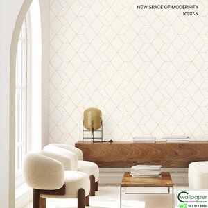 วอลเปเปอร์ห้องนั่งเล่นสไตล์โมเดิร์น ลายลูกบาศ์กสีครีม No.10237-5