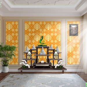 วอลเปเปอร์ลายต้นโพธิ์ทองพื้นทอง