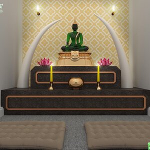 วอลเปเปอร์ลายไทยราคาถูก ลายประจำยามสีทองพื้นขาว