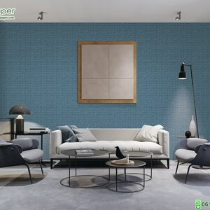 วอลเปเปอร์ติดผนังลายกระเบื้องโมเสค สีฟ้า