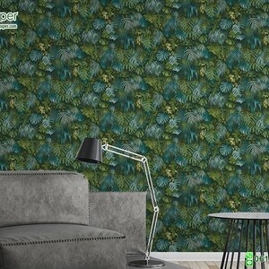 วอลเปเปอร์ติดผนังลายใบไม้ Tropical Style