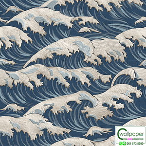 วอลเปเปอร์ลายคลื่น สีน้ำเงิน No.SV1001-3