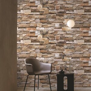 วอลเปเปอร์ห้องครัว ลายหินกาบ สีน้ำตาล