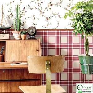 วอลเปเปอร์ลายตารางสก๊อต สีแดงครีม