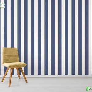 วอลเปเปอร์ลายทาง สีน้ำเงินขาว