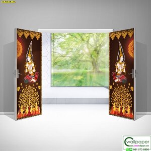 วอลเปเปอร์สั่งพิมพ์ลายไทยติดประตู PLT-035-A