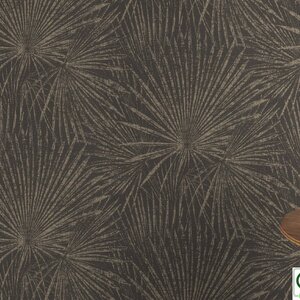 วอลเปเปอร์ลายใบไม้สีน้ำตาลทองพื้นสีดำ