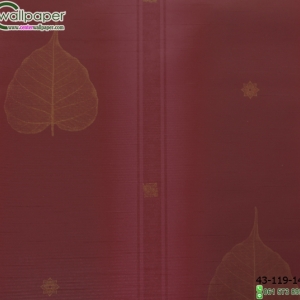 wallpaper ลายไทยห้องพระ ลายใบโพธิ์สีแดง