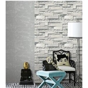 วอลเปเปอร์ลายอิฐหิน สีขาวครีม